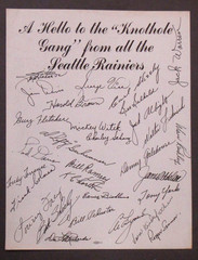 1950 SEATTLE RAINIERS Knot Hole Gang souvenir autograph sheet PCL baseball