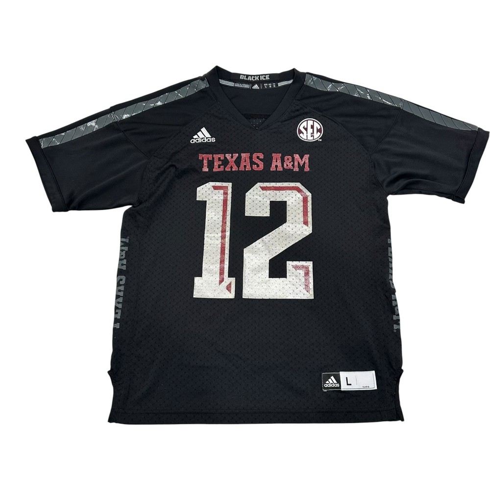Texas A&M Aggies Jersey Youth Large NCAA Football Adidas 12th Man Black Ice Rare