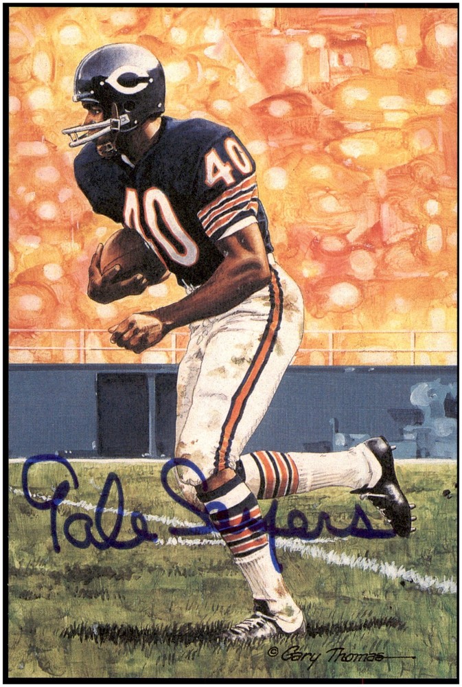 Gale Sayers Autographed Goal Line Art Card GLAC Bears BAS Beckett 107285