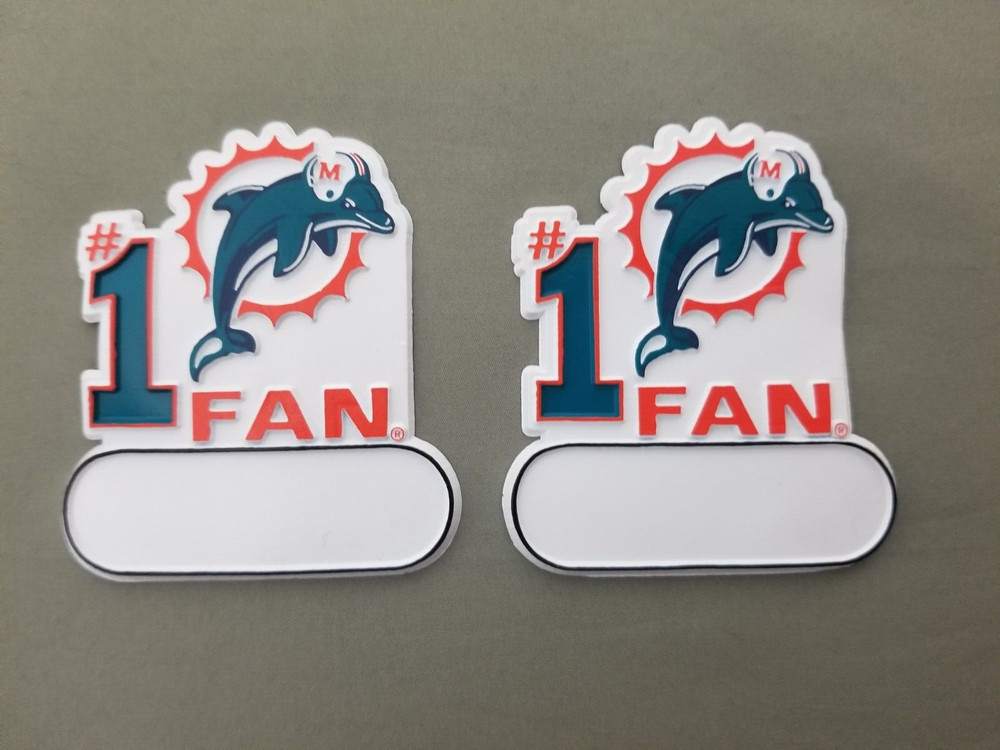 New NFL 2 Pcs. Miami Dolphins #1 Fan Magnets.