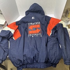 Vintage Syracuse Starter Hooded Jacket Full-zip XL Blue Orange White