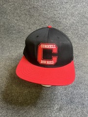 Vintage CORNELL Big Red University Square Hat Cap Black SnapBack USA Made NWT