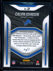 2025 Panini Prizm Calvin Johnson All Purpose BLACK FINITE #1/1 329 YARDS RECORD