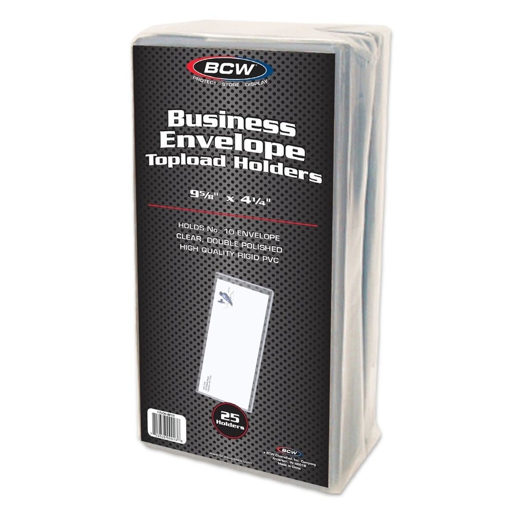 25 BCW Business Envelope Toploader Holders NEW 9-5/8 x 4-1/4 Storage Protection