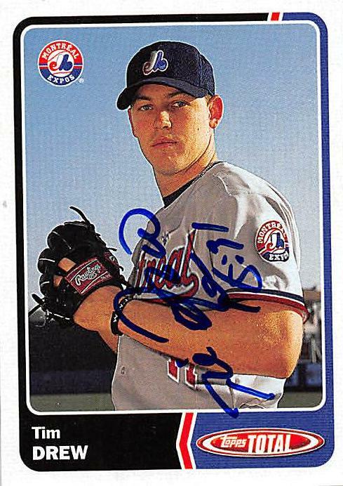 Tim Drew autographed Baseball Card (Montreal Expos, FT) 2003 Topps Total #756