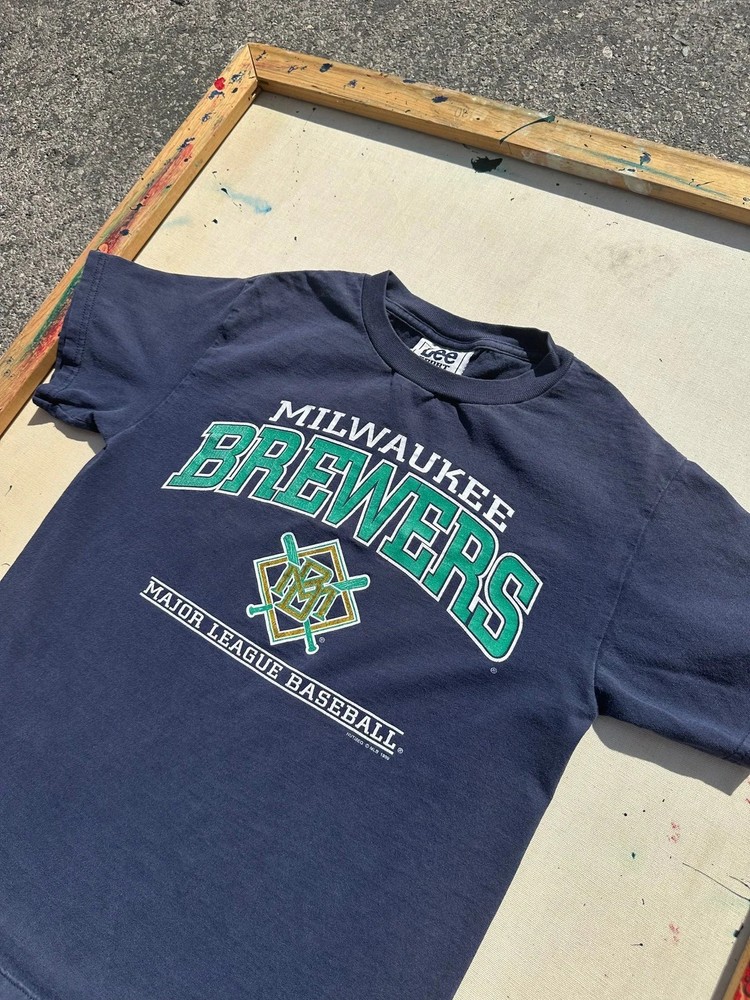 Reprint 1999 Milwaukee Brewers T-Shirt Navy tee short sleeve tee AN68652