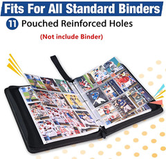 900 Pockets Binder Sheets, Top Loading Trading Card Pages for 3 Ring Binder, Dou