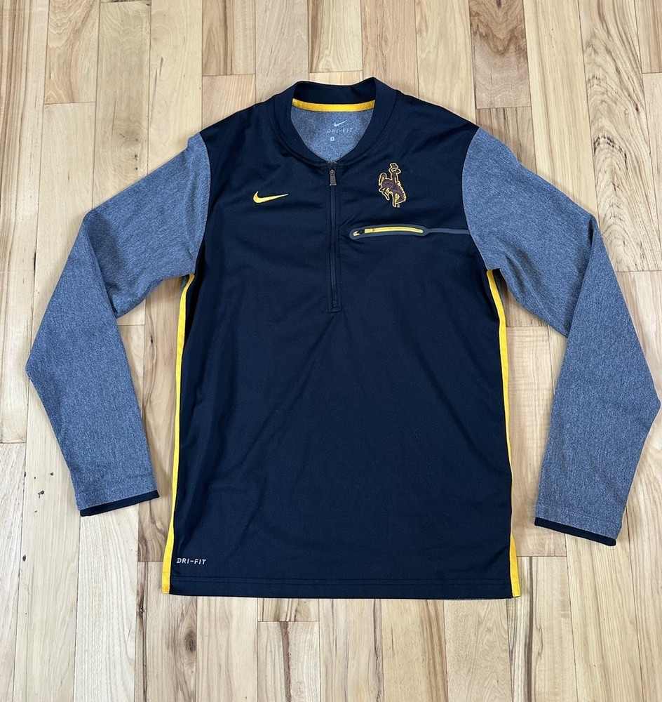 Nike Dri-Fit Wyoming Cowboys 1/4 Zip Black Pullover Men’s Small Blade Collar
