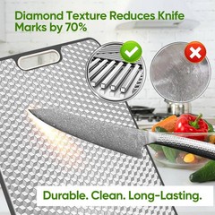Titanium Cutting Board, Double Sided Medical-grade, 15.2″L x 10.4″W, Silver