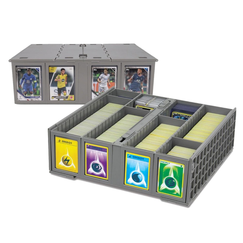 Collectible Card Bin (2-Pack, Gray) | Holds 3200 Cards Each | Includes 4 Divi…