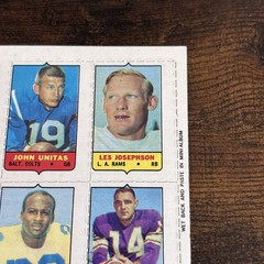1969 Topps 4 in 1 Unitas,Josephson,Renfro,Cox
