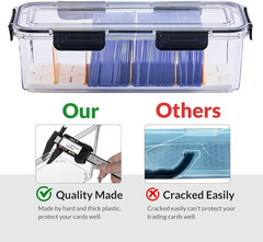 Toploader Storage Box, Trading Card Storage Box with 5 Dividers, Hard Plastic TC