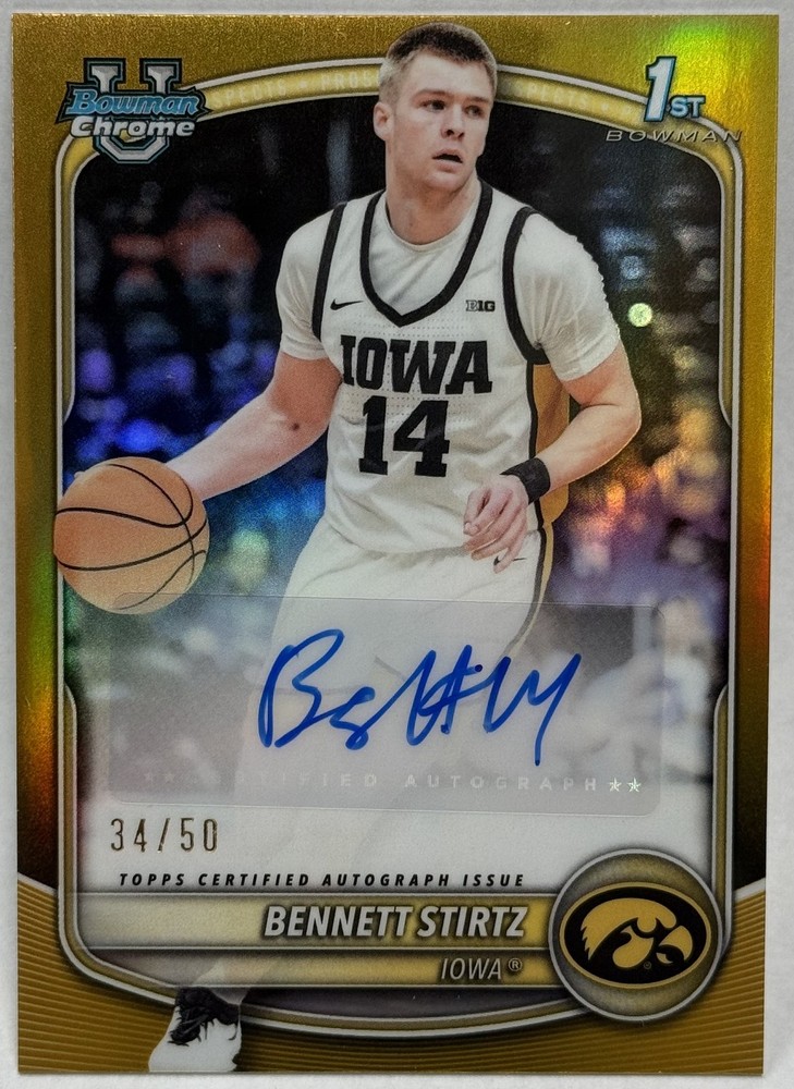 2025-26 Bowman Chrome University Prospect Autograph Gold Bennett Stirtz Auto /50