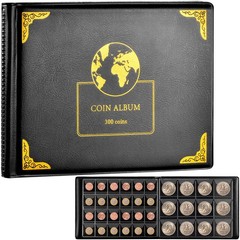 Coin Collection Supplies Holder Book for Collectors, 12 x 12 inches, Black