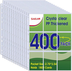 9 Pocket Page Protector, 400 Pack Trading Card Sleeve, Holds 7200