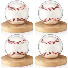 Tasdurian 4 Pack Baseball Display Cases with Wooden Base, Clear Plastic Ball …