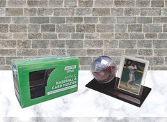 Acrylic Baseball and Card Display Case | Acrylic Holder | Black Base and Clear V