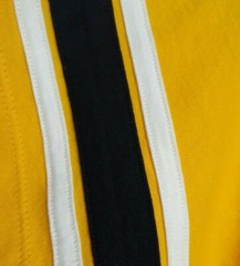 Boston Bruins NHL Hockey ’47 Brand Womens T-Shirt Top L SLIM * Yellow Scoop Neck