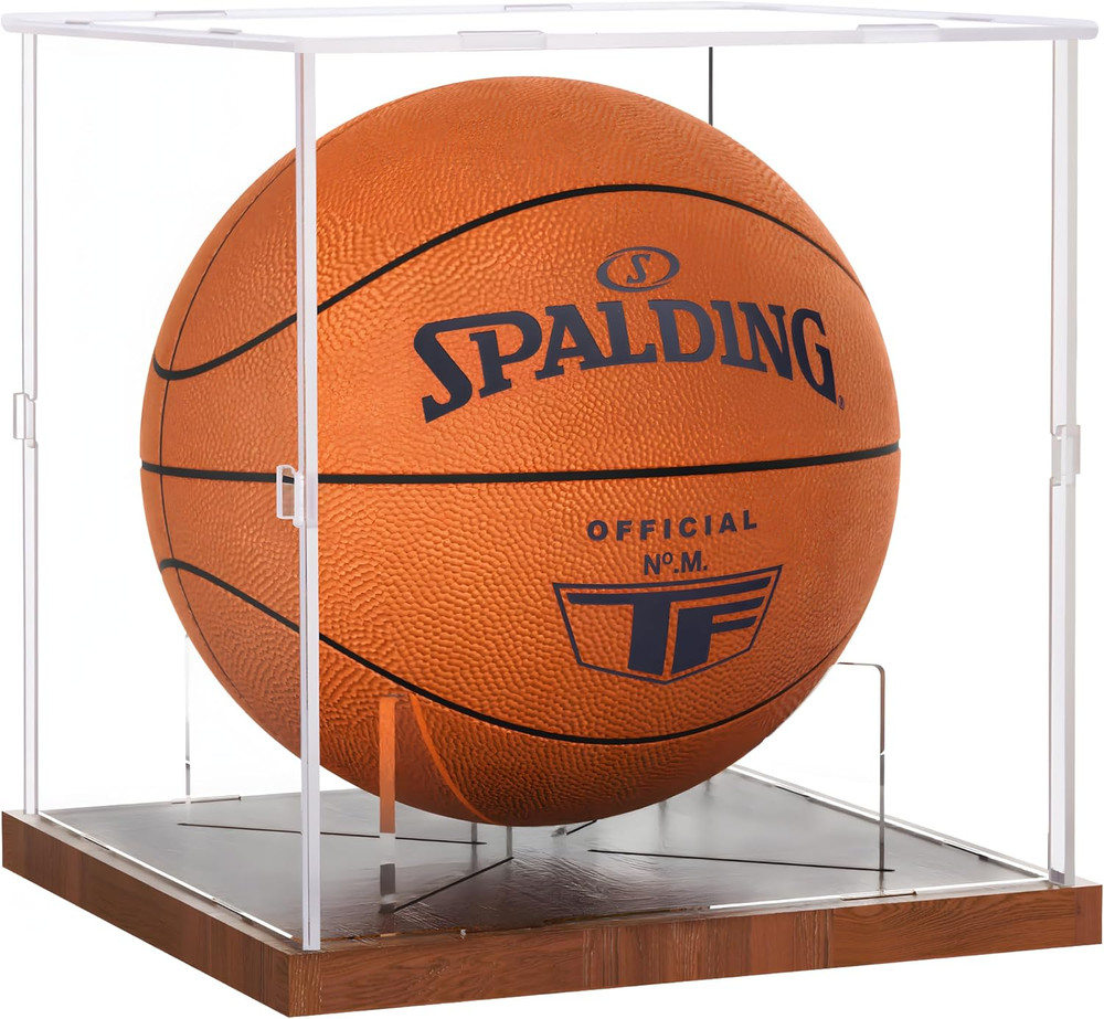 Basketball Display Case Acrylic Clear, UV Protected Basketball Stand
