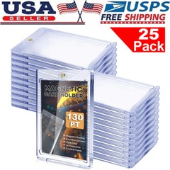 25Pcs Magnetic Trading Sport Card Holder 130PT UV Protection One-Touch Card Case