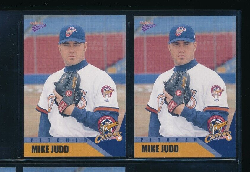 lot (2) 2002 Multi-ad #11 Mike Judd Calgary Cannons Player Lot (HW68) SWSW7