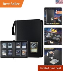 4 Pocket Top Loader Binder, Holding 144 Cards in 3″x4″ Toploaders, Side Loadi…