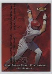 1999 Topps Finest Hank Aaron Award Contenders Refractor Juan Gonzalez #HA1 l7u