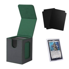 Venssu MTG Deck Box for Commander 3.39 x 3.54 x 4.33 inches, Blackï¼†Green
