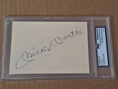 Mickey Mantle HUGE AUTO IN BLACK OVER 5 INCHES WITH POSTCARD ON BACK PSA #0661