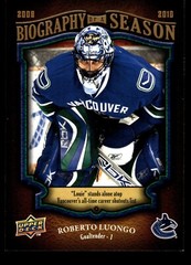 5-01-04 PWE . 2009-10 upper deck biography of a season #bos9 roberto luongo