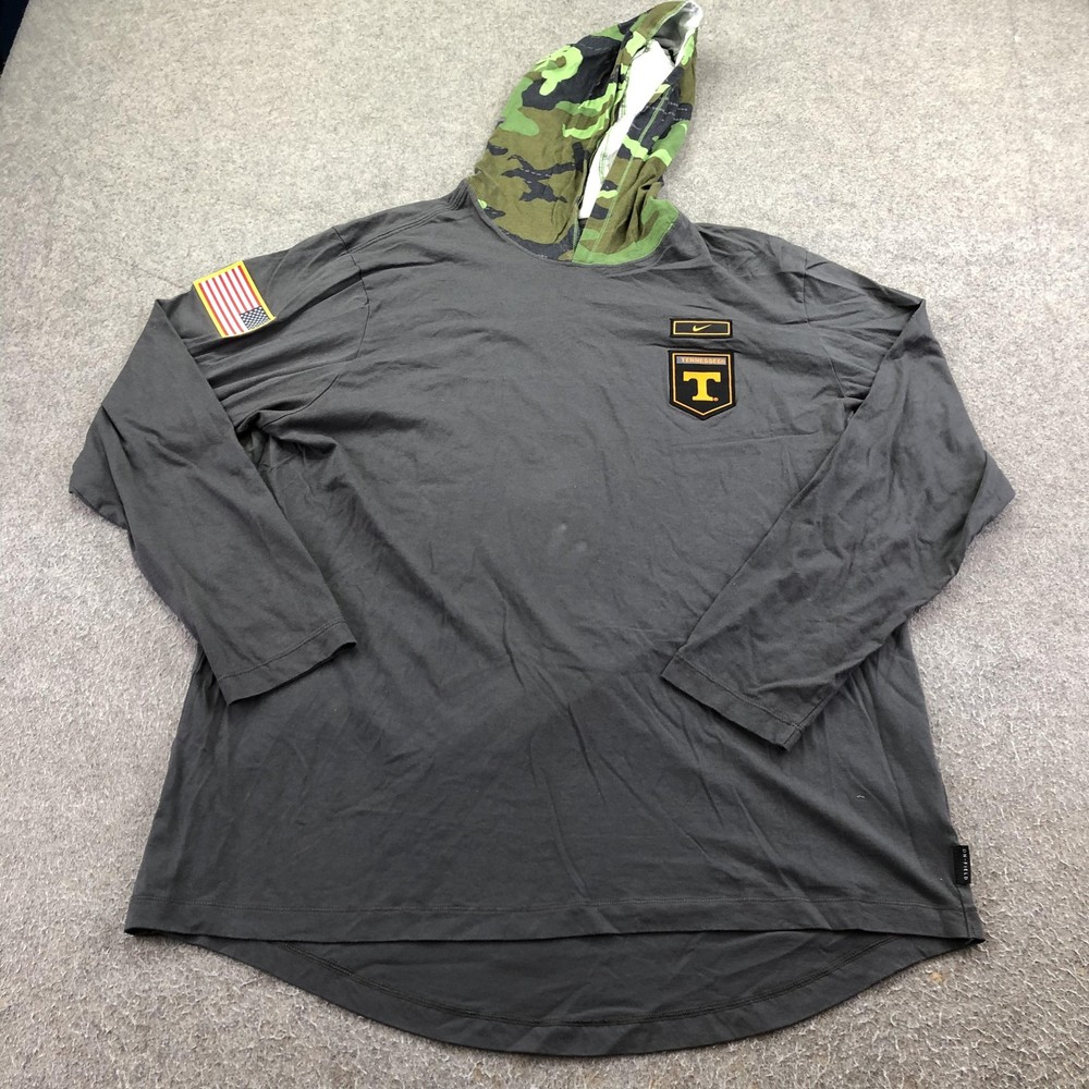 Tennessee Volunteers Shirt Mens 2XL Gray Camouflage Nike Hooded Pullover NCAA