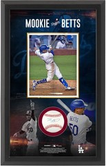 Mookie Betts Los Angeles Dodgers FRMD Signed 25.5×16.25 Ball Shadowbox Collage