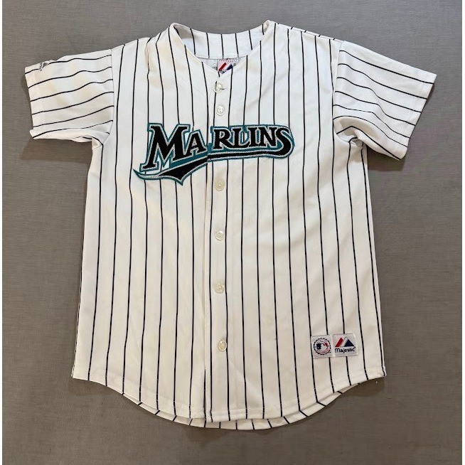 Vintage Majestic Marlins Ramirez #2 Baseball Jersey Pinstripe White Boys Size L