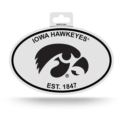Iowa Hawkeyes Oval Decal Sticker 3×5 Inches NEW Free Ship Black & White
