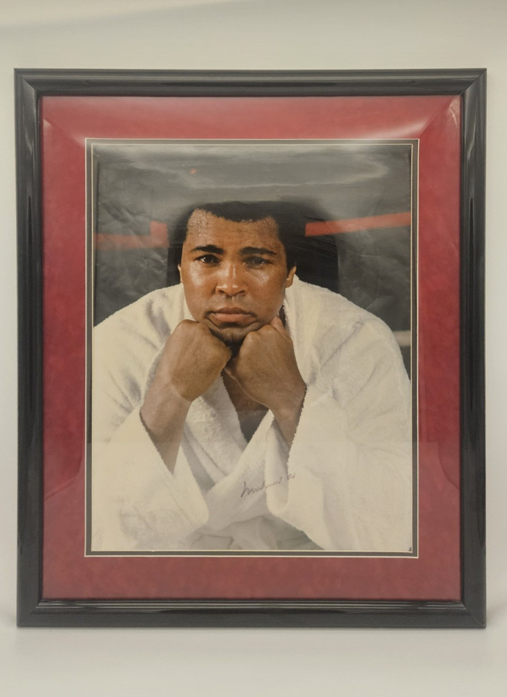 Muhammad Ali Signed Boxing Photo Framed w/ JSA Letter of Authenticity
