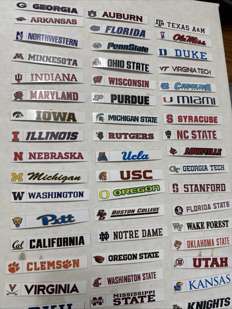 NCAA FULL FBS Team Wordmark Labels for BCW Card Divider – Labels ONLY