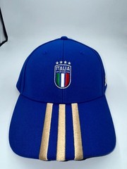 Adidas FIGC Italy Football Baseball Cap Blue Beige Adjustable Soccer Hat KD7703