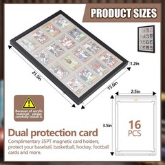 16-Grid Trading Card Display Frame with UV Protection for Sports Collectors