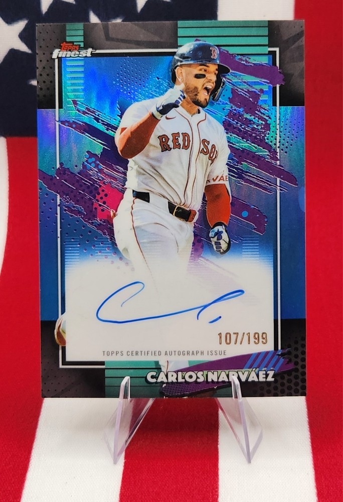 2026 Topps Finest Carlos Narvaez On Card Auto Aqua Refractor /199 Red Sox AU SN