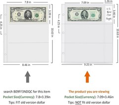 Currency Sleeves with Label Pockets, 50 PCS Banknote Sleeves, 3-Pocket Page P…