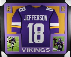 JUSTIN JEFFERSON Signed/Autographed Custom Jersey in 35×43 Frame – Beckett/BAS
