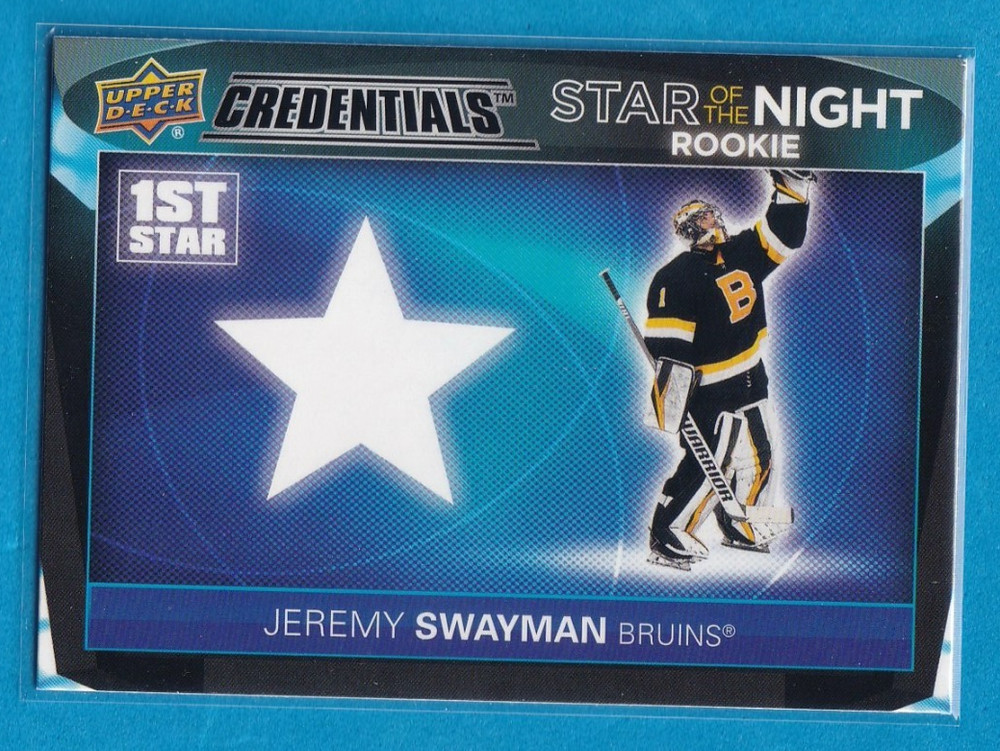 2021-22 Upper Deck Credentials – 1st Star of the Night Rookies Jeremy Swayman