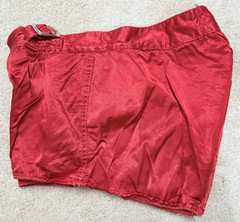 Vintage 40s 50s Red Satin MacGregor GoldSmith Boxing Shorts Chrome Buckle Button