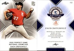 ZACH CROTCHFELT 2021 LEAF PERFECT GAME “NATIONAL SHOWCASE” ROOKIE CARD #102
