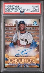 2025 Bowman Jackson Chourio Hobby Stars Chrome Auto /99 PSA 9 AUTO 8