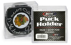 (4 Pack) BCW Square Hockey Puck Holder Cube Case Stackable For Regulation Pucks