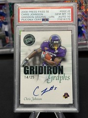 2008 Press Pass Chris Johnson Gridiron Graphs Auto 10 Gem 10 /25