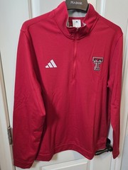 RARE Adidas Texas Tech Red Raiders Coaches Pullover Golf 1/4 Zip Red Mens Size L