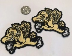 (2)- University Of Iowa “Herky The Hawk” Iron On Patches 3 1/2”x 3” Nice!
