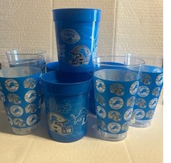DETROIT LIONS 8PC “Party Set” 4 Acrylic Glasses & 4 Tumblers NEW Free shipping